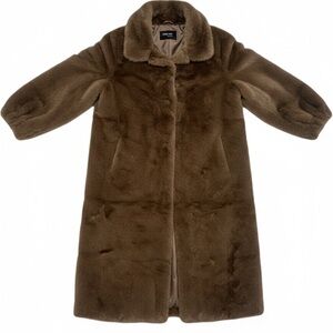 Chic Brown Faux Fur Trench Coat